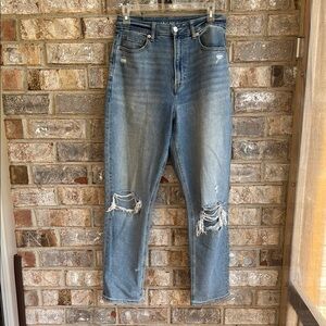 American Eagle Outfitters Blue Distressed curvy mom Jeans